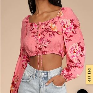 Lulus pink floral crop top